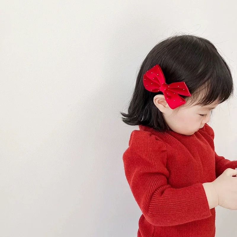 Set kẹp Nơ nhung và kẹp bảng chữ nhật sang chảnh cho bé