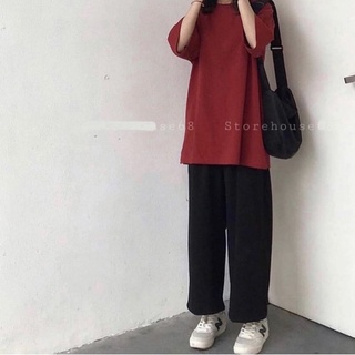 Áo Thun trơn basic ĐỎ GẠCH tôn da FREESIZE form rộng dáng dài phủ mông