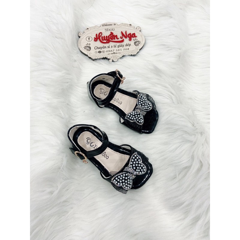 dép quai hậu bé gái màu đen nơ đính hạt. sandal size 21-25