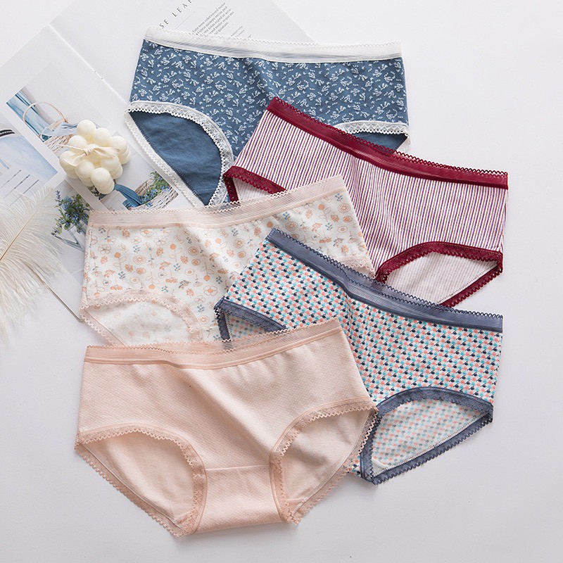 Quần Lót Nữ Cotton Nâng Mông Trẻ Trung Gợi Cảm Phối Hoạ Tiêt Ms 2248