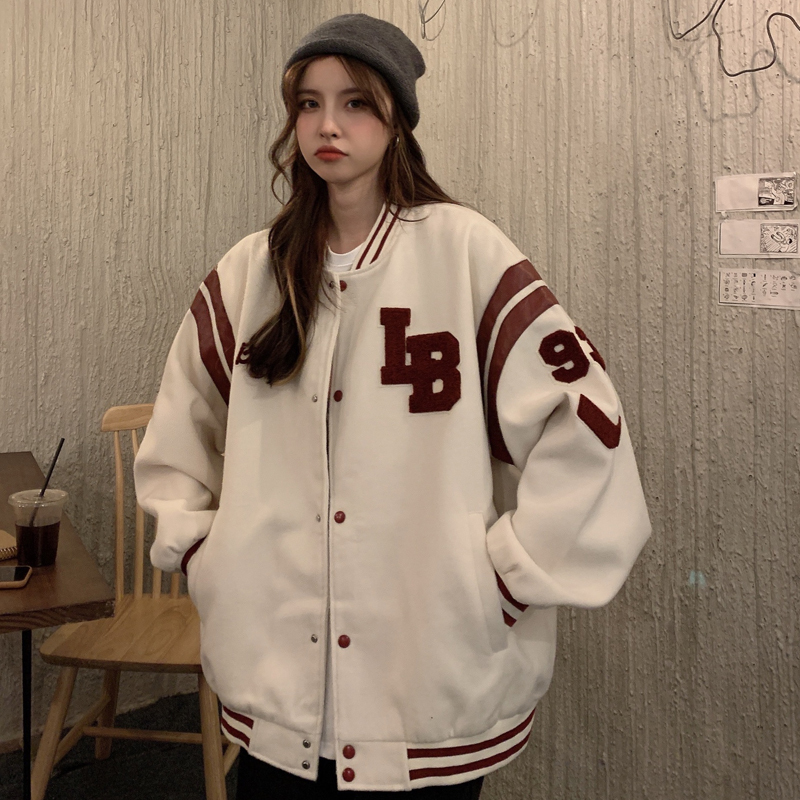 Áo bomber nữ form rộng Áo khoác bomber nữ form rộng nỉ  kiểu bóng chày unisex hàn quốc ulzzang học sinh sinh viên un | BigBuy360 - bigbuy360.vn