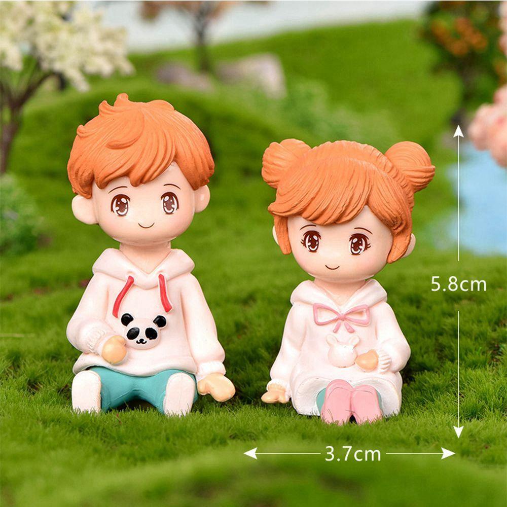 Set 2 Mô Hình Cặp Đôi Bé Trai Bé Gái Trang Trí Tiểu Cảnh
