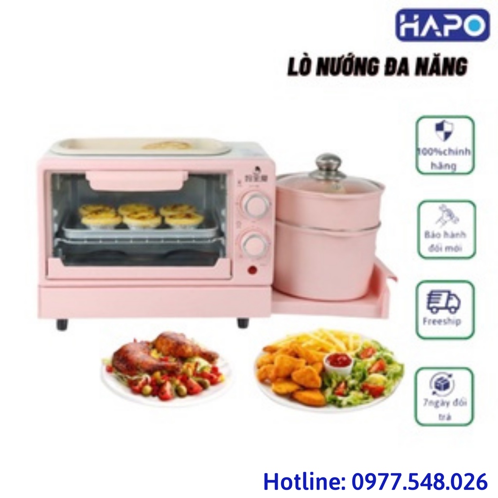 Lò Nướng Bánh Mì Nhiều Tầng Màu Hồng, Lò Nướng Đa Năng,Lò Vi Sóng SALAY 12l rã đông nướng bánh chiên rán đun nấu Hapo