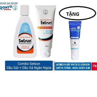 (TẶNG SRM ACNES 25g) Bộ sản phẩm chống gàu Selsun (Dầu gội chống gàu Selsun 100ml + Dầu xã dưỡng tóc Selsun 100ml)