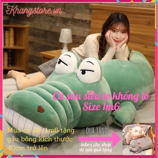 Gấu bông, thú nhồi bông gối ôm hình cá sấu siêu to khổng lồ size 1m6 -khangstore.vn
