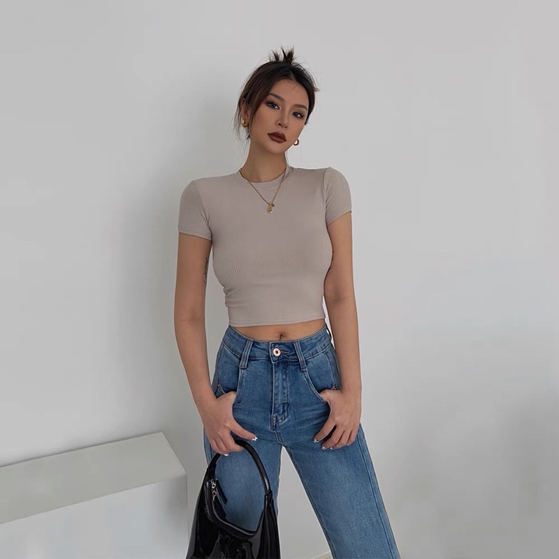 Áo Croptop Basic cổ tròn tay ngắn 20186