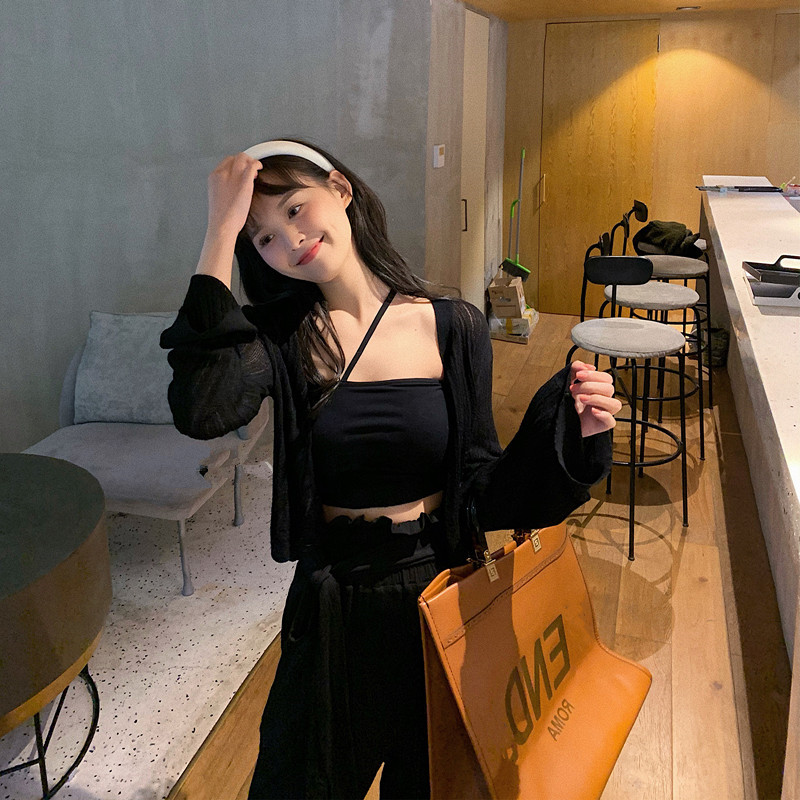 Áo Croptop Dệt Kim Cổ Chữ V Thời Trang Mùa Hè Xinh Xắn Dành Cho Nữ