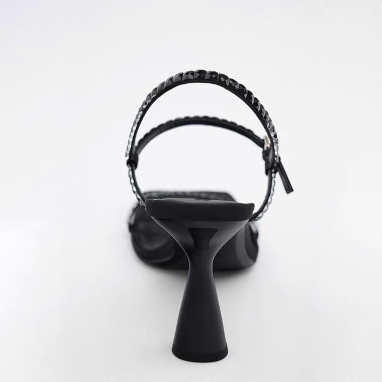 Giày Cao Gót Zara Mũi Vuông Đính Đá Trang Trí Lấp Lánh Thời Trang Hè 2022 Cho Nữ