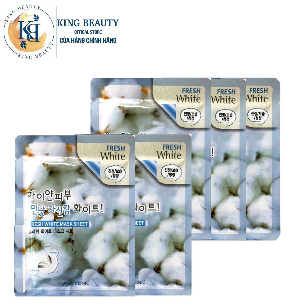 Combo 5 Mặt nạ dưỡng da tuyết 3W Clinic Fresh White Sheet Mask 23ml x 5