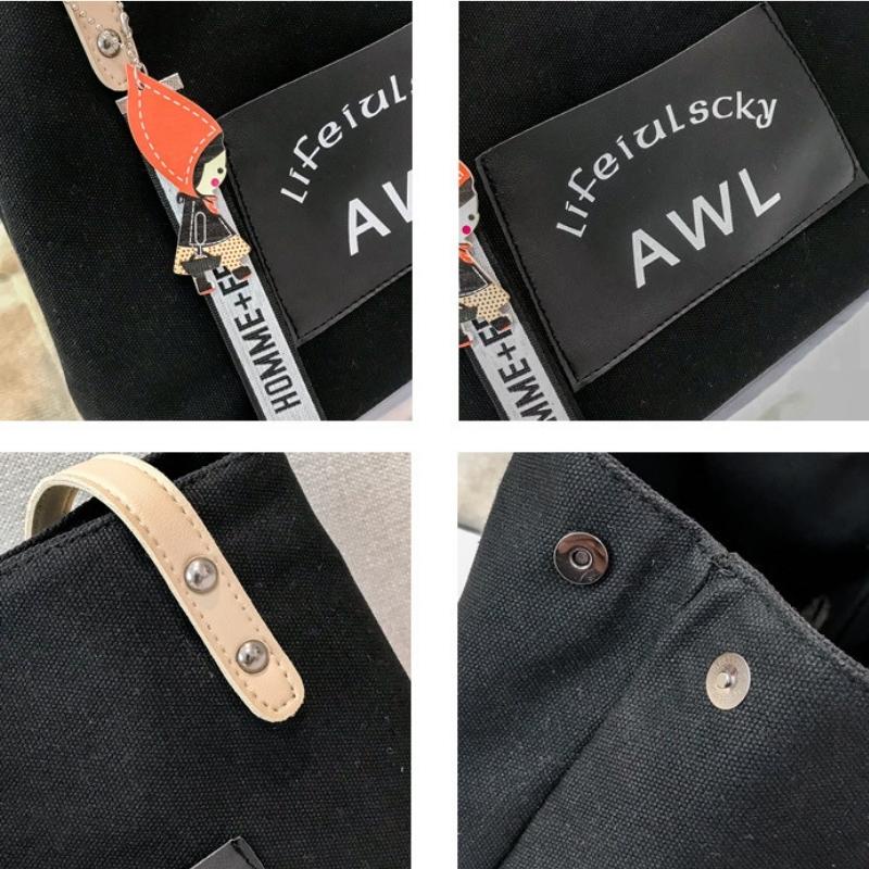 Túi tote vải Canvas đeo vai đi học đi chơi phong cách Hàn Quốc OLUKA STORE TĐV057