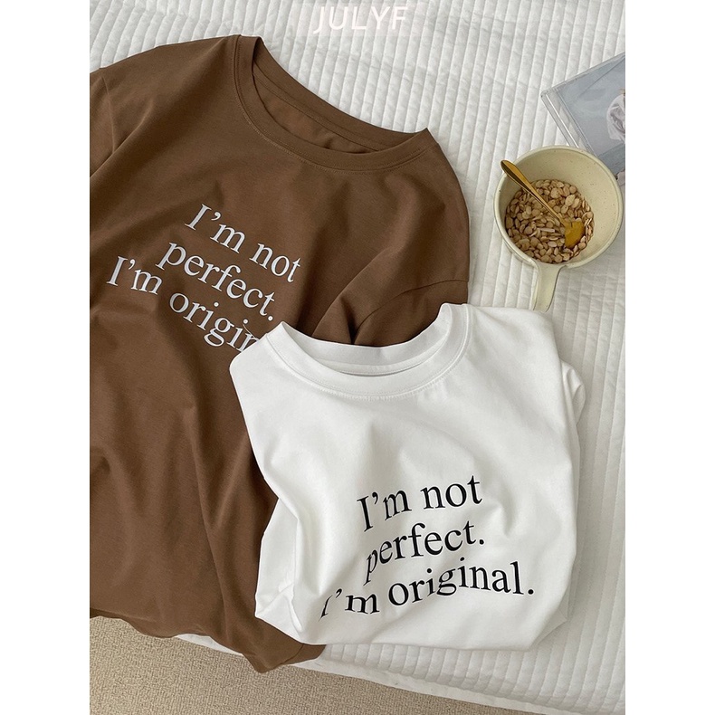 Áo phông nữ im not perfect 3158 JULYF - Thun form rộng tay lỡ đẹp, phong cách hiphop vintage hàn quốc ulzzang