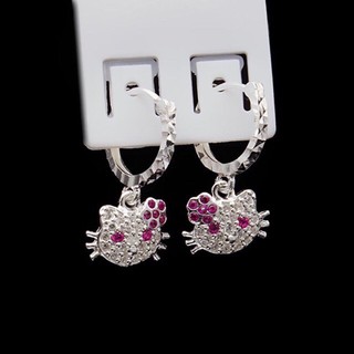 (CAM KẾT BẠC THẬT)  BÔNG TAI BẠC TA MÈO HELLO KITTY CHO BÉ GÁI TRANG SỨC NO.93 HOA TAI KHUYÊN TAI ĐẸP BÉ GÁI HT323