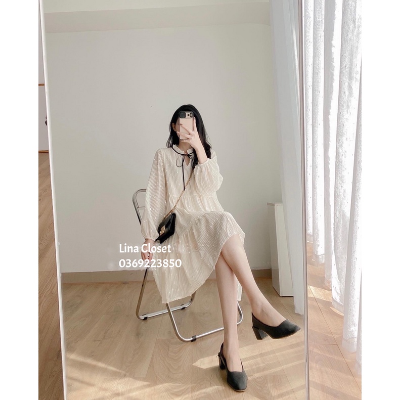 [Ảnh thật] Đầm - Váy babydoll voan chấm bi 3 tầng thắt nơ siêu xinh | BigBuy360 - bigbuy360.vn