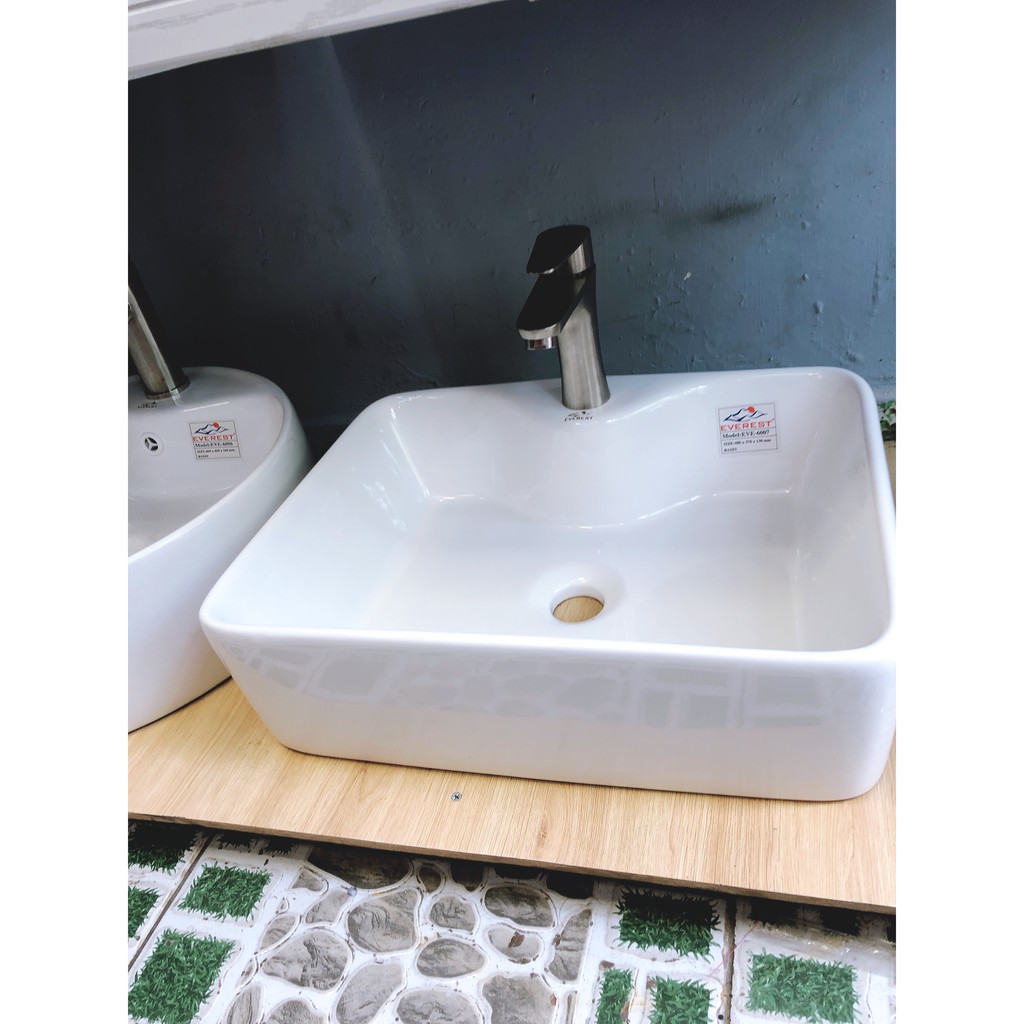 Lavabo sứ  Vuông tráng  men  nano  cao  cấp