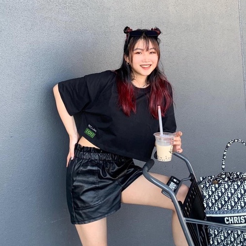 Áo Thun BOO Croptop Nữ Dáng Rộng 100%Cotton Cao Cấp Đính Patch BOOLAAB