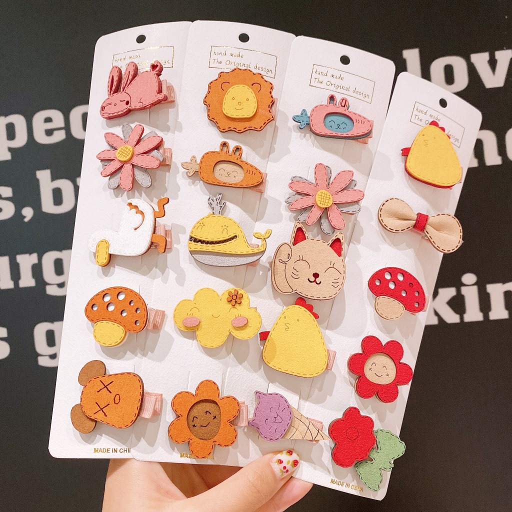 Bộ Kẹp Tóc Nhỏ Họa Tiết Trái Cây / Động Vật Phong Cách Hàn Quốc Dễ Thương Cho Bé Gái