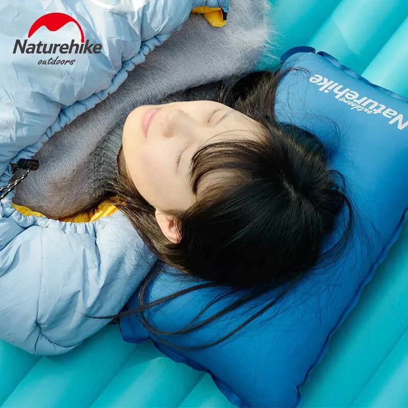 Naturehike đồ cắm trại campoutvn du lịch gối xếp hơi gấp xếp gọn tự bơm A199