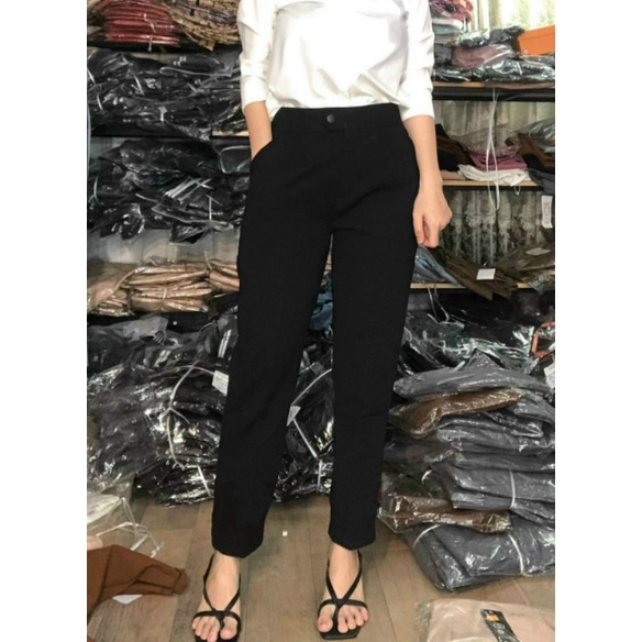 quần tây [01]công sở nữ vải tuyết mưa cúc lệch cạp nhỏ lưng cao