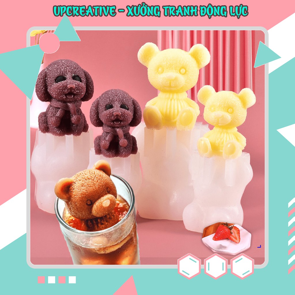 Khuôn làm đá hình gấu Teddy, chó Poodle xinh xắn dễ thương