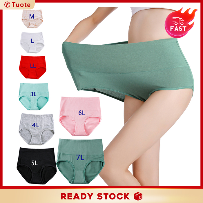 Tuote Ready Stock Women's Panties High Waist Underpants Tummy Extra plus Size Briefs