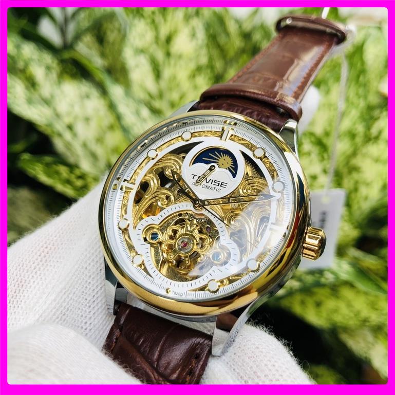 Đồng hồ cơ nam automatic dây da bọc su cực bền hiệu tevise chính hãng (tặng kèm hộp) Bảo hành 100%