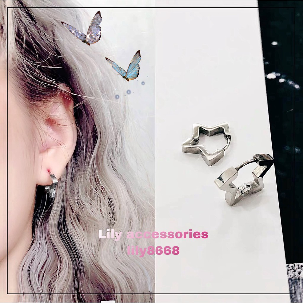 Star Earring khuyên tai titan ngôi sao không gỉ không đen không dị ứng nam nữ
