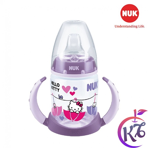 Bình tập uống nước NUK Mèo Kitty nhựa PP 150ml đầu mút có tay cầm cho bé tập uống - NU21404 (2 màu)