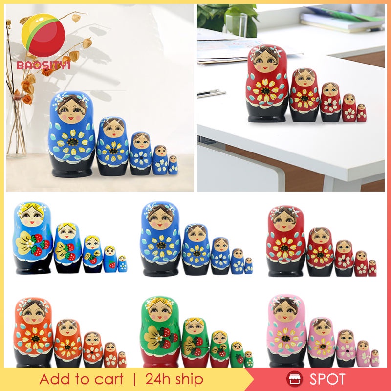 Set 5 mô hình búp bê đồ chơi Nga Matryoshka nhiều màu có thể lồng vào nhau