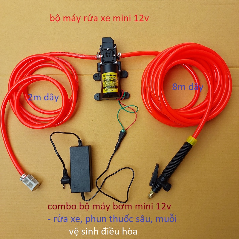 Máy rửa xe mini CỰC MẠNH - máy bơm nước mini 12v - rửa xe đa năng- bộ máy rửa xe