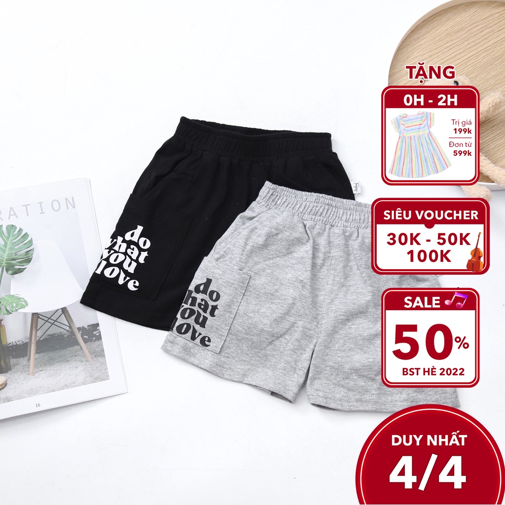 Quần short hè bé trai ILABY hai túi chất liệu cotton thoáng mát [34IB08060122]