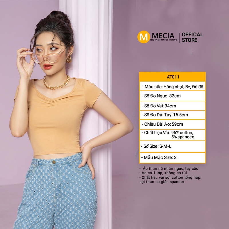 Áo thun kiểu cộc tay Mecia AT011 nhún ngực – Áo kiểu cộc tay thun 95% cotton Thời Trang thể thao năng động trẻ trung