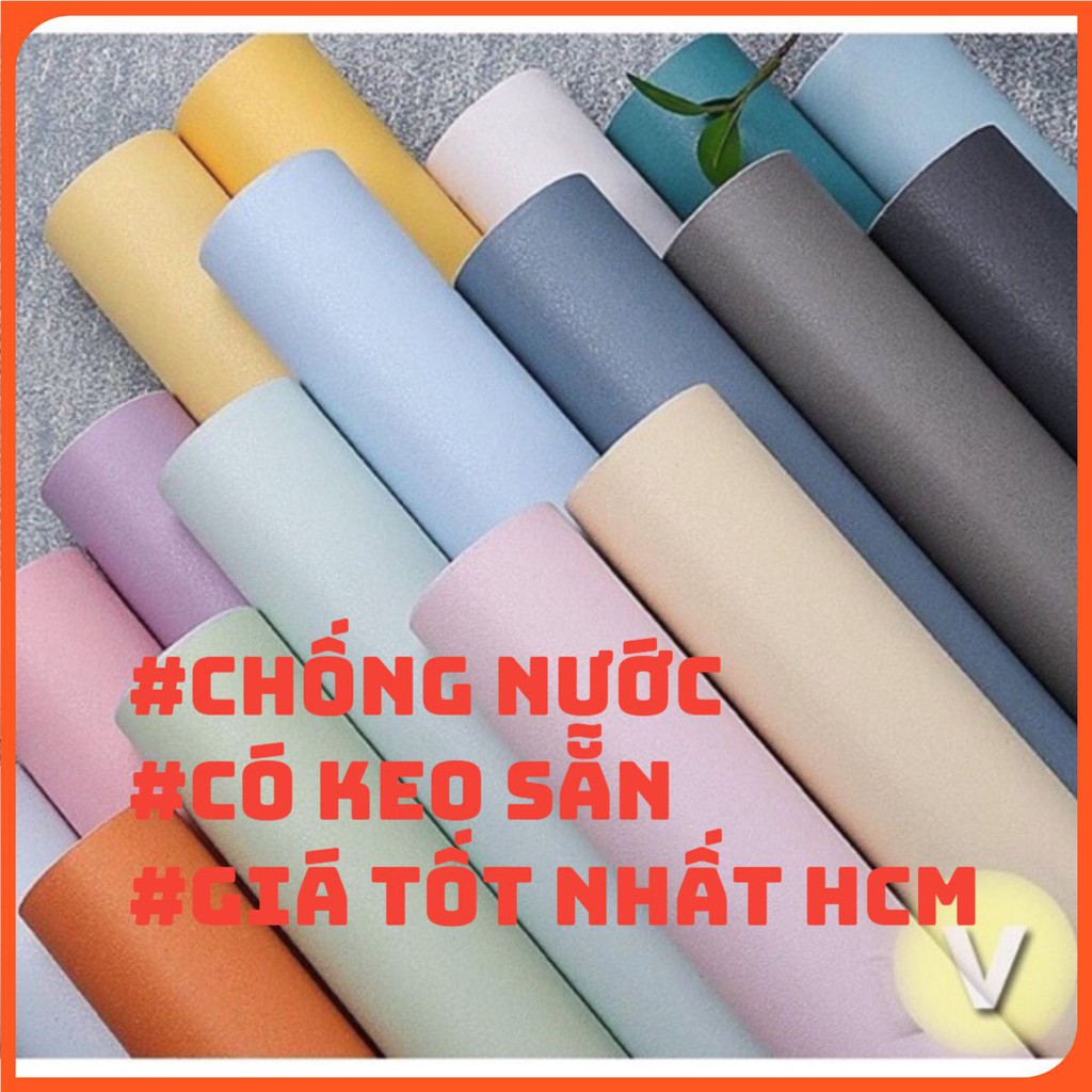 Decal Giấy dán tường trơn 10M decal dán tường màu trơn có keo sẵn khổ 45cm