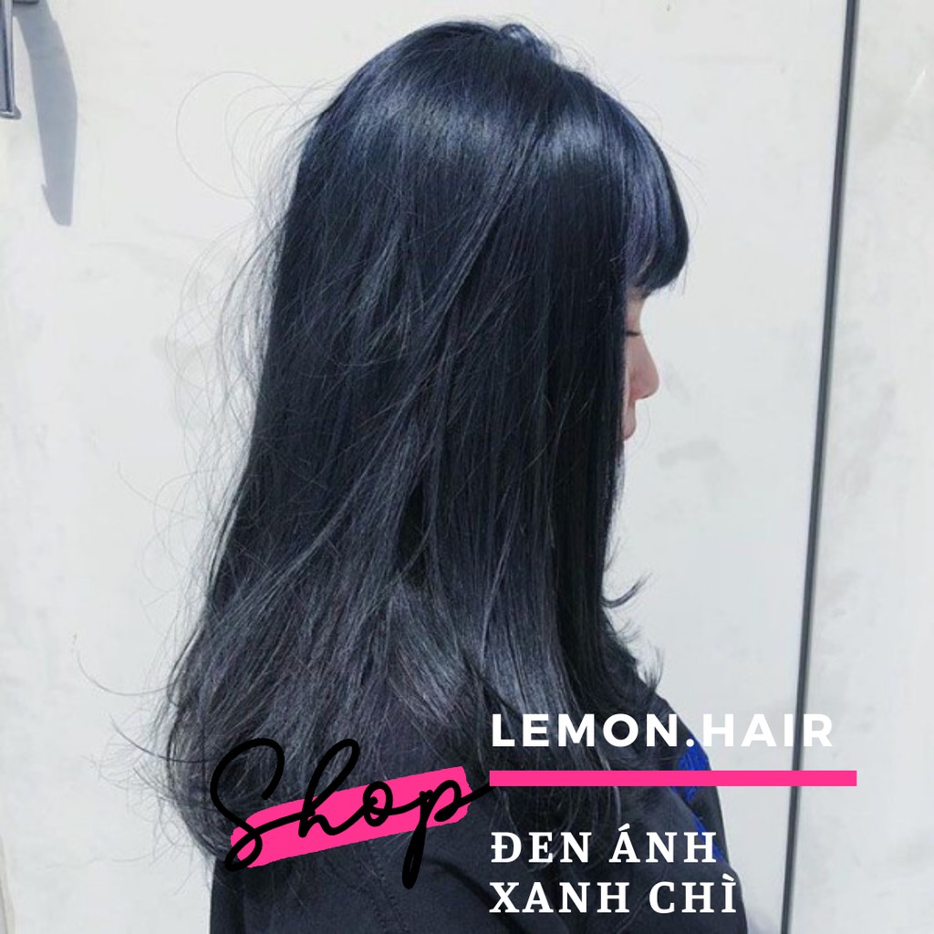 thuốc nhuộm tóc đen ánh xanh chì + tặng oxy trợ dưỡng - lemon.hair