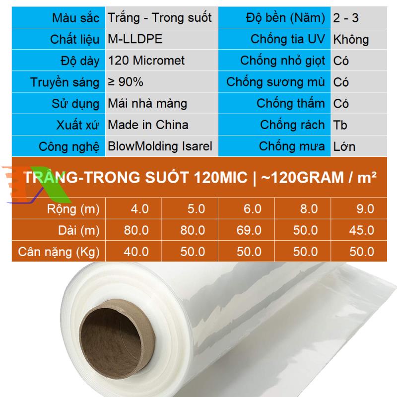 Màng nhà kính cho Nho MPE-T006, Màng PE Trắng-Trong suốt, Film PE