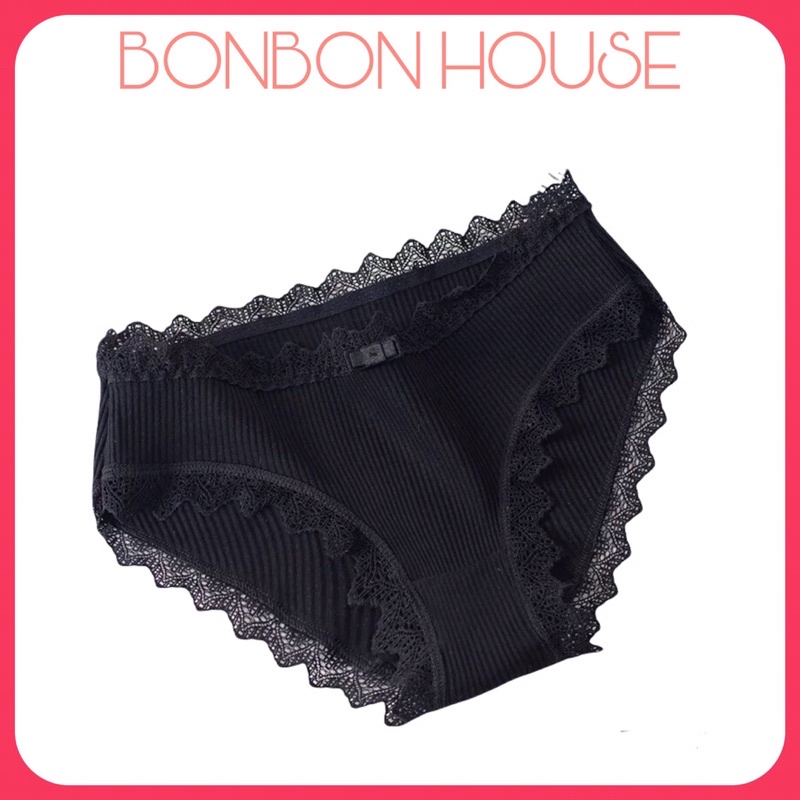 Quần lót cotton tăm phối nơ