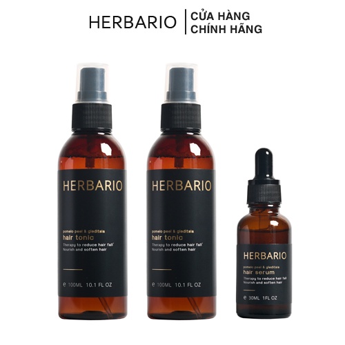 Bộ 2 chai xịt dưỡng tóc Herbario 100ml và 1 serum giúp mọc tóc vỏ bưởi, bồ kết Herbario 30ml