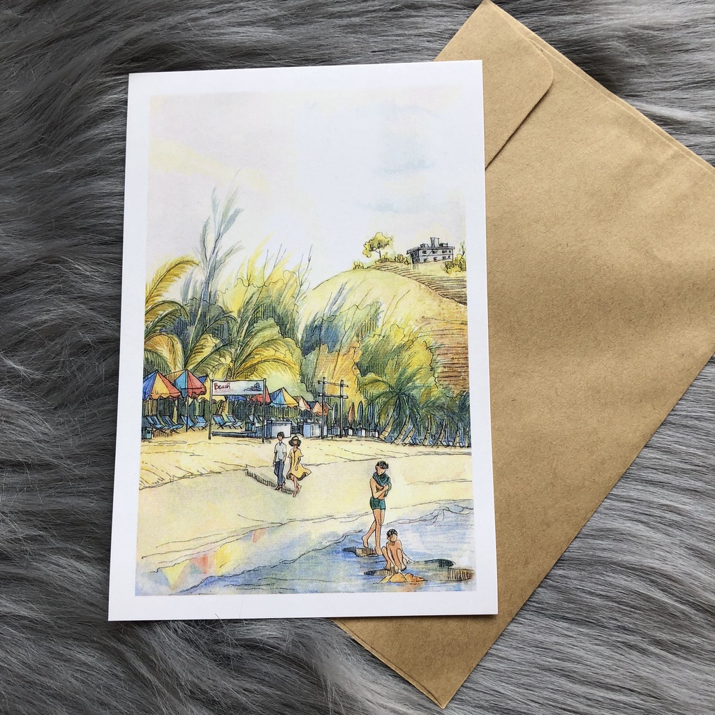 Postcard, Thiệp chúc mừng, Tranh trang trí BST Vũng Tàu xưa  kèm bao thư Kraft