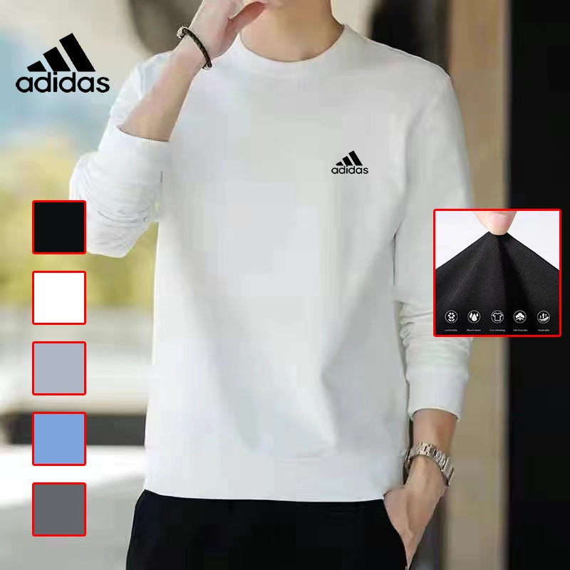 Áo Khoác Nỉ Mỏng Tay Dài Cổ Tròn Thoáng Khí Màu Sắc Đơn Giản Dành Cho Nam