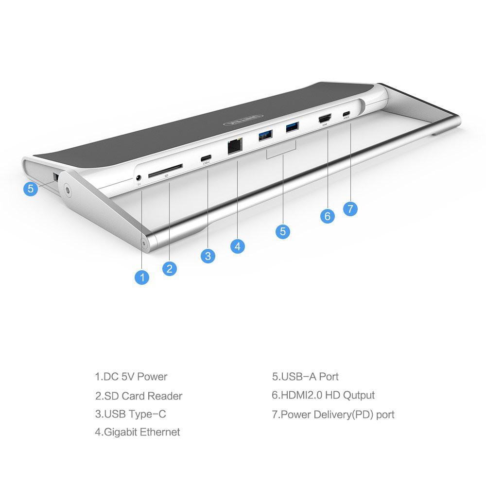 DOCK TYPE-C sang 3 USB 3.0 + HDMI + LAN + SD 4.0 UNITEK (Y-3708)