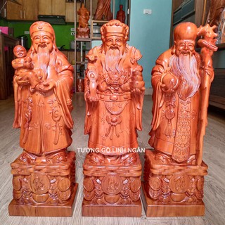 Tượng Tam đa phúc lộc thọ cao 50 cm gỗ hương