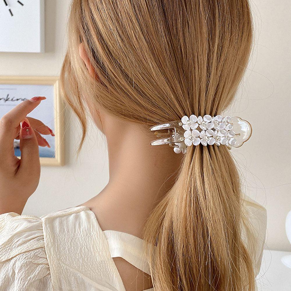 Kẹp Tóc Hoa Bằng Acrylic Thời Trang VANES1 Dành Cho Bạn Nữ|Kẹp Càng Cua Tiện Lợi