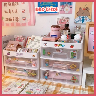 Kệ đựng mỹ phẩm đa năng bằng nhựa 4 tầng trong suốt mẫu mới tặng kèm sticker