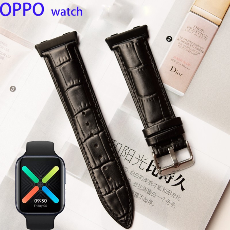Dây Đeo Bằng Da Thật Màu Đen / Nâu Cho Đồng Hồ Oppo 41mm / 46mm