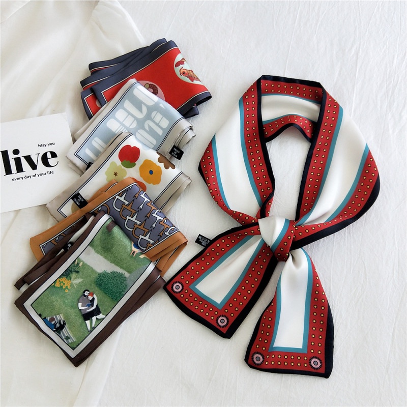 Khăn Quàng Cổ Dài 9 * 96cm Chất Lượng Cao Nhiều Màu Sắc Tùy Chọn Có Hai Tông Màu Đỏ Mèo Xanh Dương Nâu Cam Hồng Đốm Cỏ Xanh Lá d