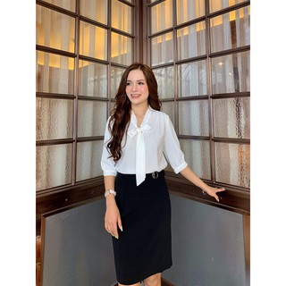 Áo sơ mi lụa cổ nơ SEFA tay lỡ