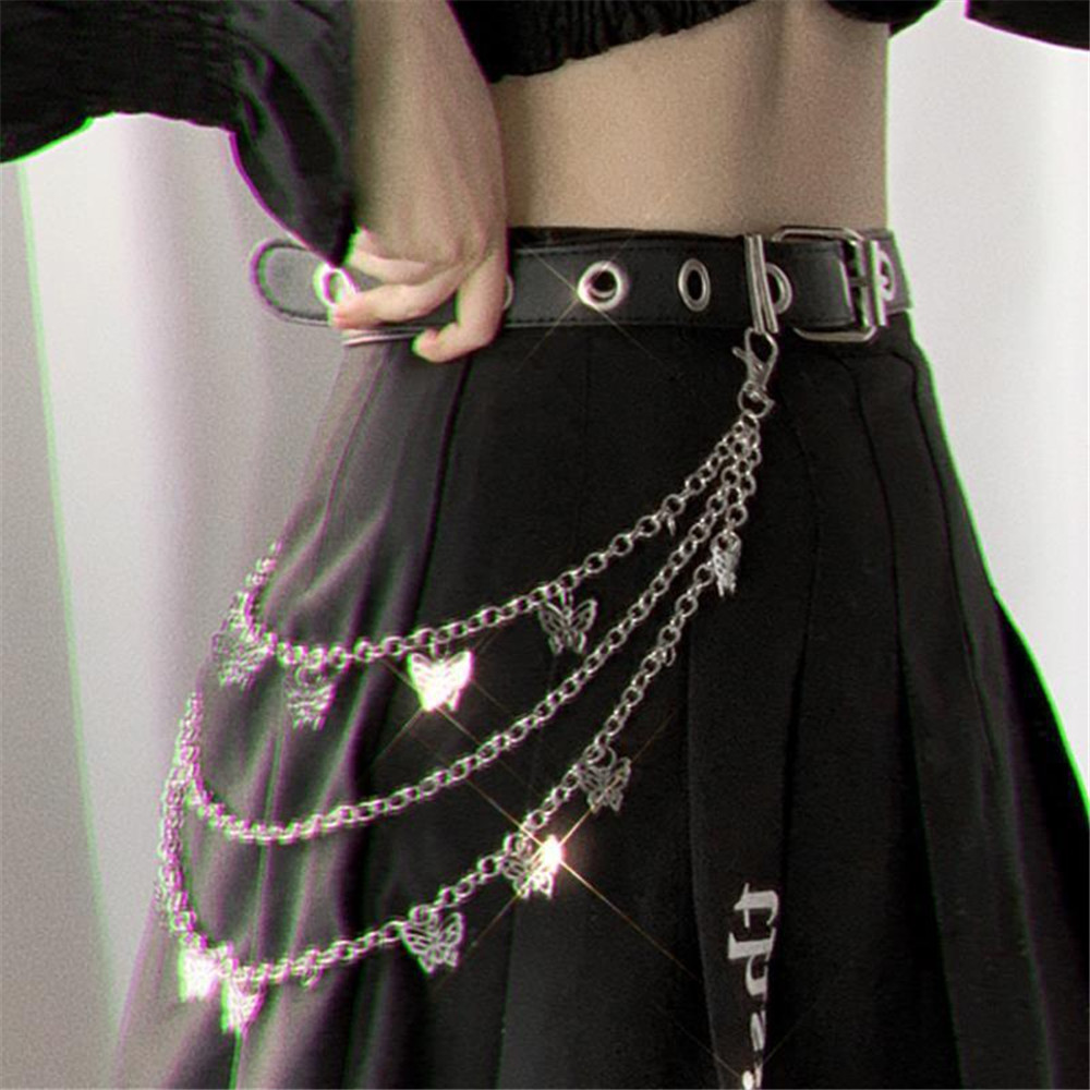 【COD】Thắt lưng dây xích mặt hình bướm phong cách Punk Hip Hop JK cho nữ
