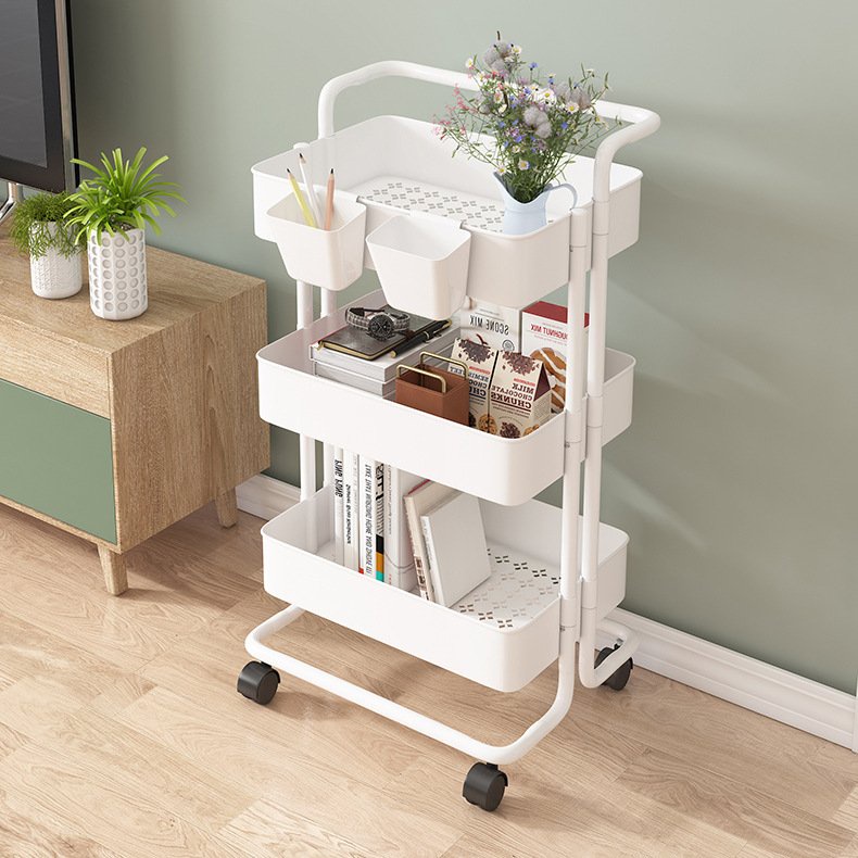 Kệ đa năng 3 tầng vintage có bánh xe di dộng trang trí phòng khách phòng ngủ góc học tập - Daisy.decor