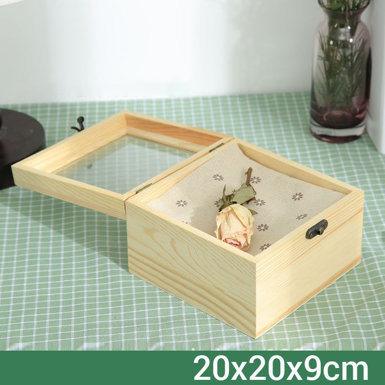 Hộp gỗ thông sấy, hộp đựng quà 20x20x8.5cm