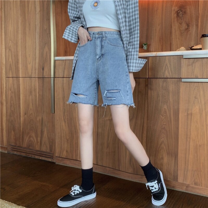[Bigsize 60-90kg] Quần Jeans Ngố Nữ Ống Rộng - Quần Bò Jean Đùi Ống Rộng Phong Cách Hàn Quốc