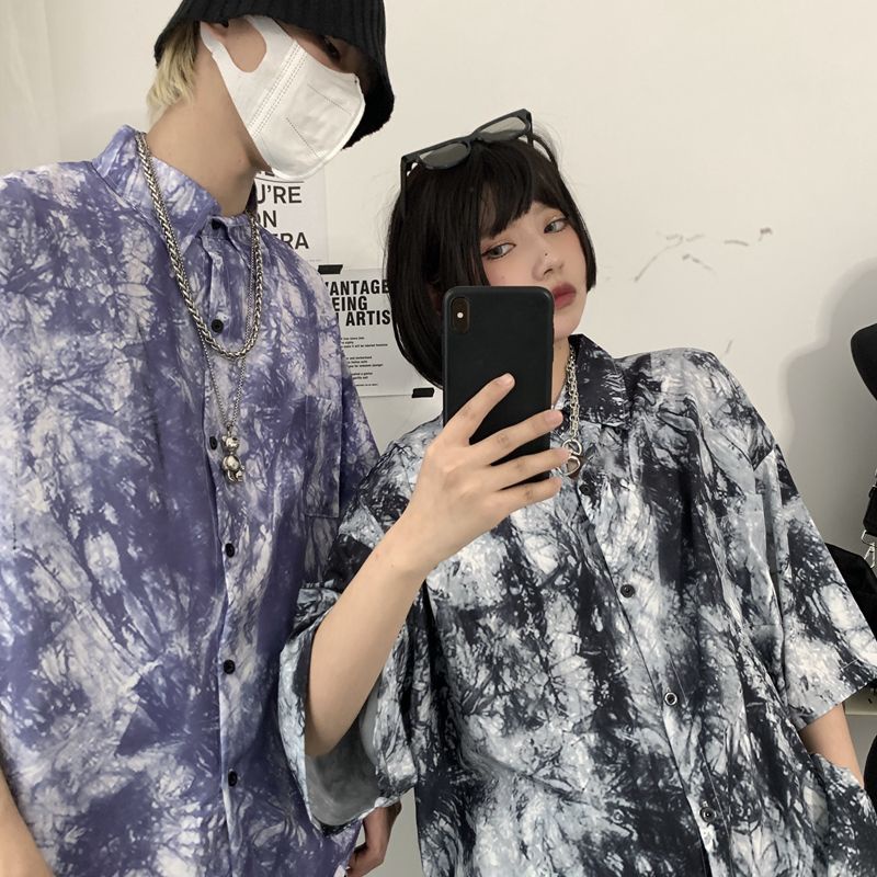 Áo khoác sơ mi mỏng màu loang cá tính Nam Nữ Unisex